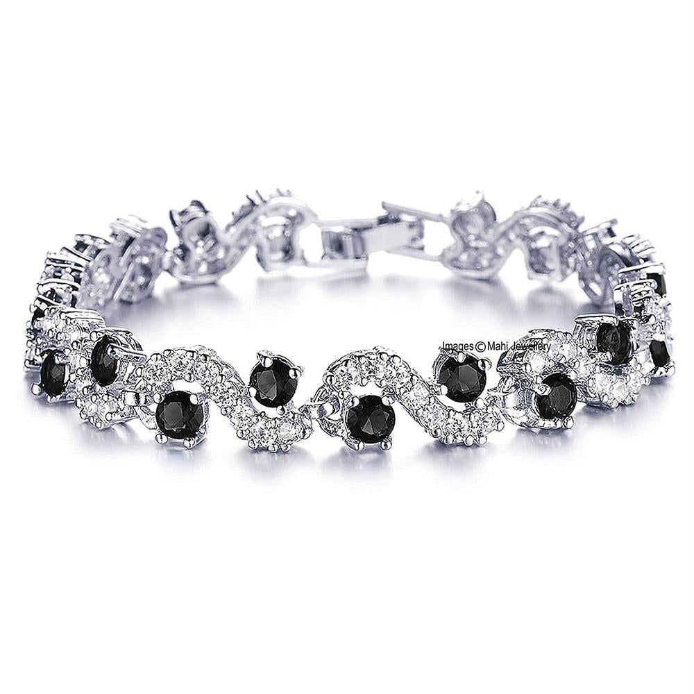 Mahi Rich Royal Back Crystals Bracelet