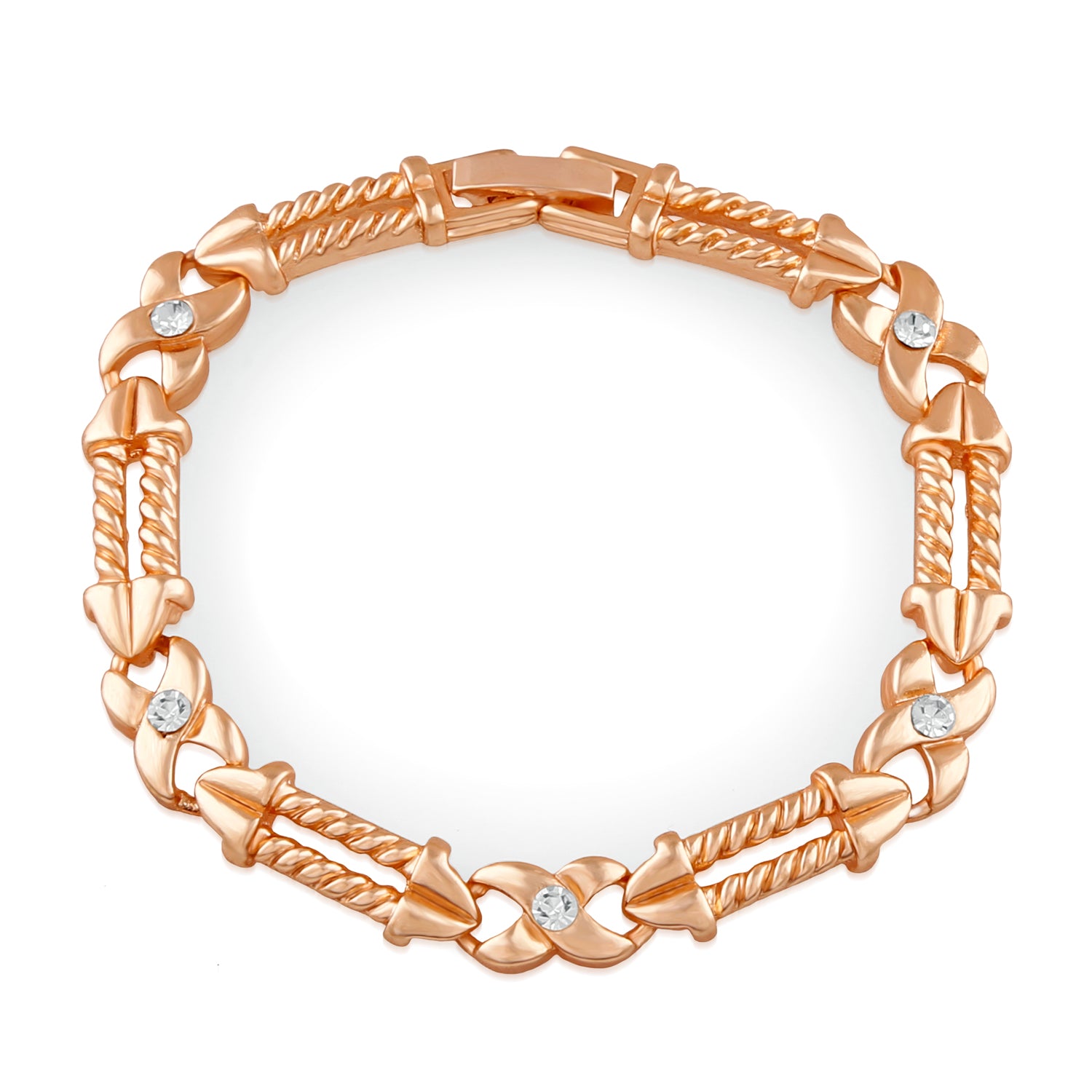Mahi Rose Gold Plated Eternal Love Crystal Bracelet for girls and women