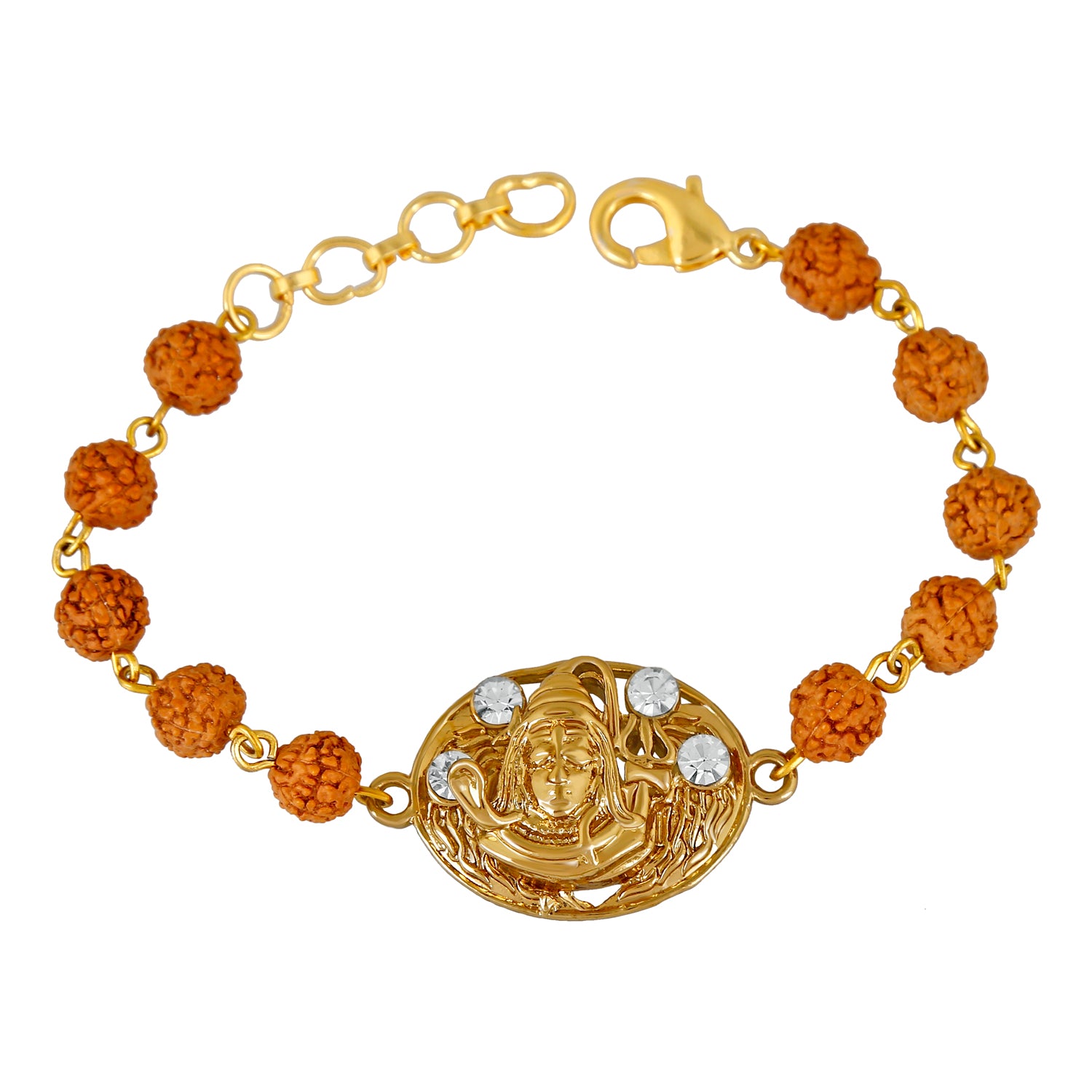 Mahi Gold Plated Purely Divine Shiv-Rudraksha Bracelet with crystal stones for men