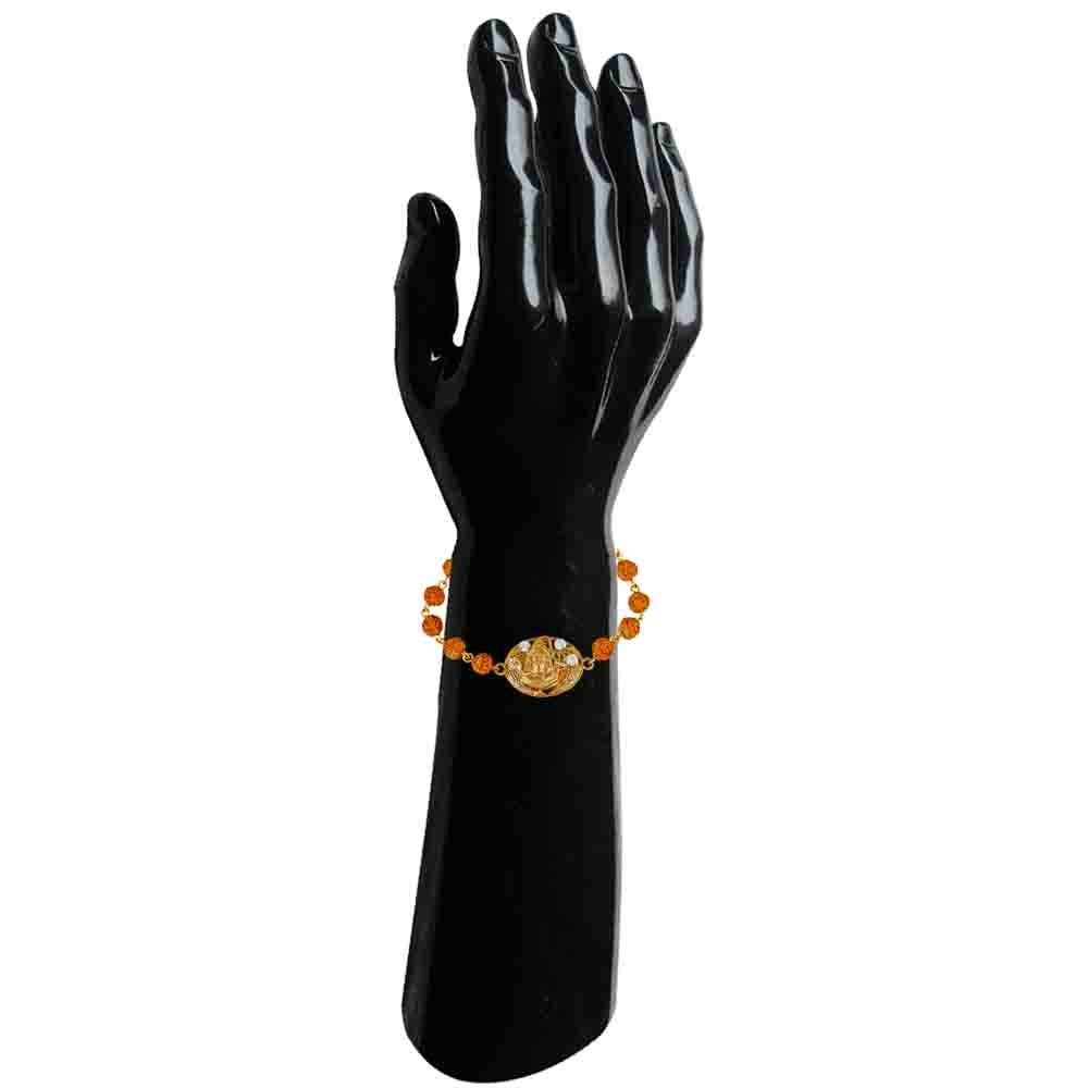 Mahi Gold Plated Purely Divine Shiv-Rudraksha Bracelet with crystal stones for men