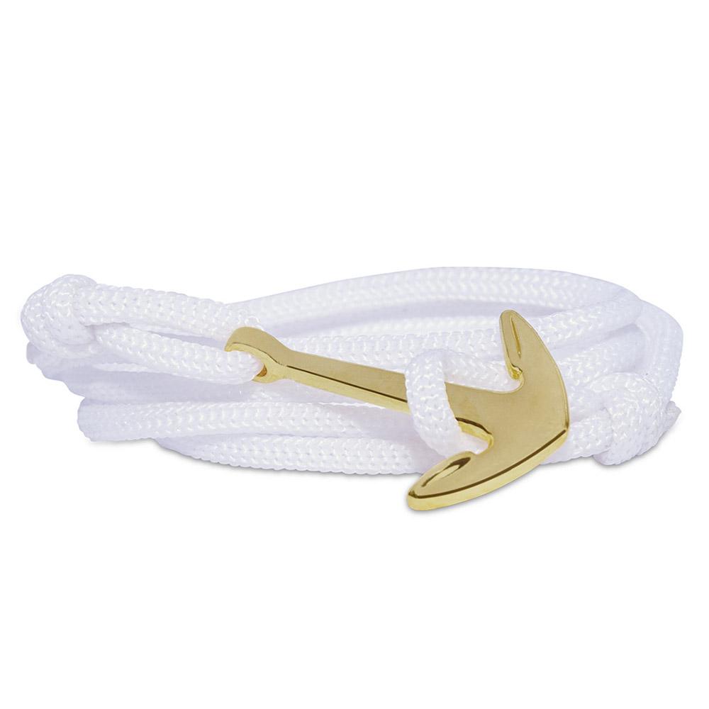 Mahi Anchor In Loop Gold Plated Adjustable White Rope Style Unisex Bracelet