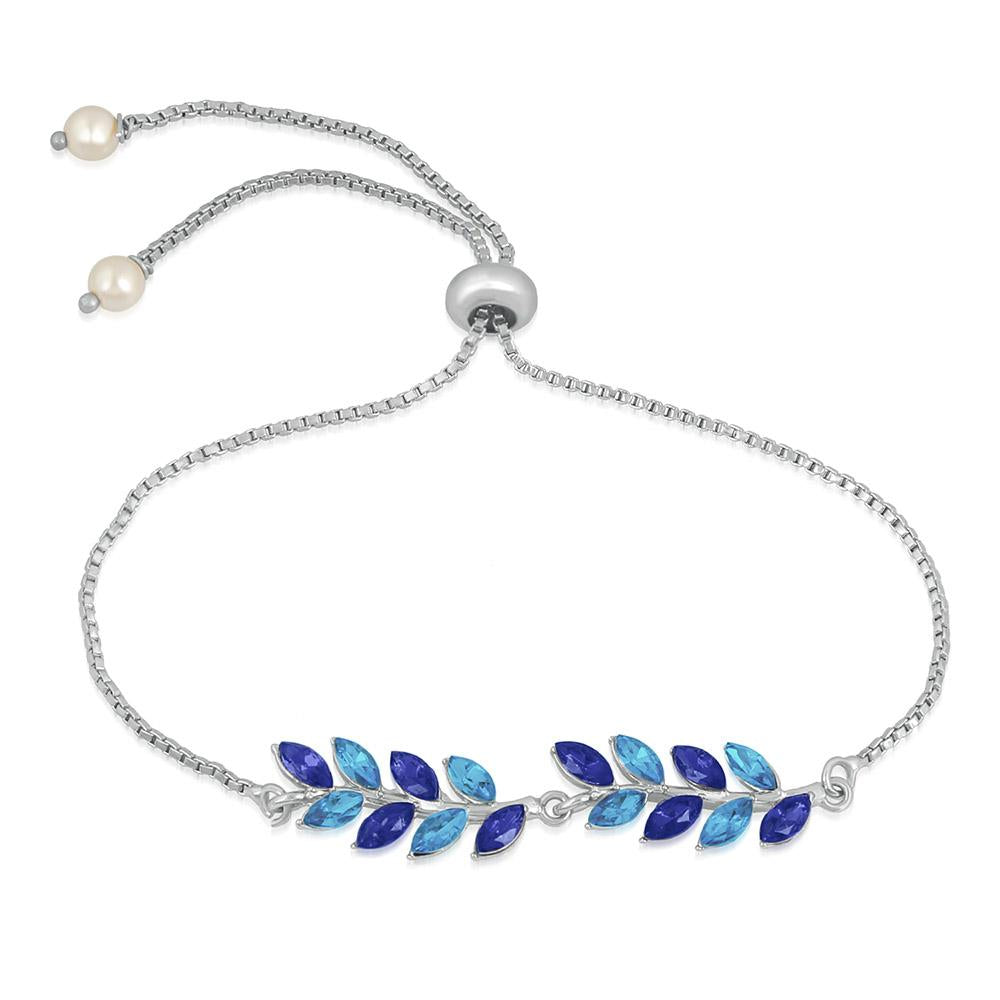Mahi Elegant & Leafy Designer adjustable crystal Bracelet