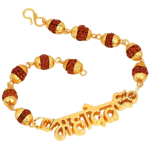 Buy NNPRO Mahadev Leather Gold Bracelet Om Trishul Damru Rudraksh Special  Kada Bracelet for Men and women at Amazon.in