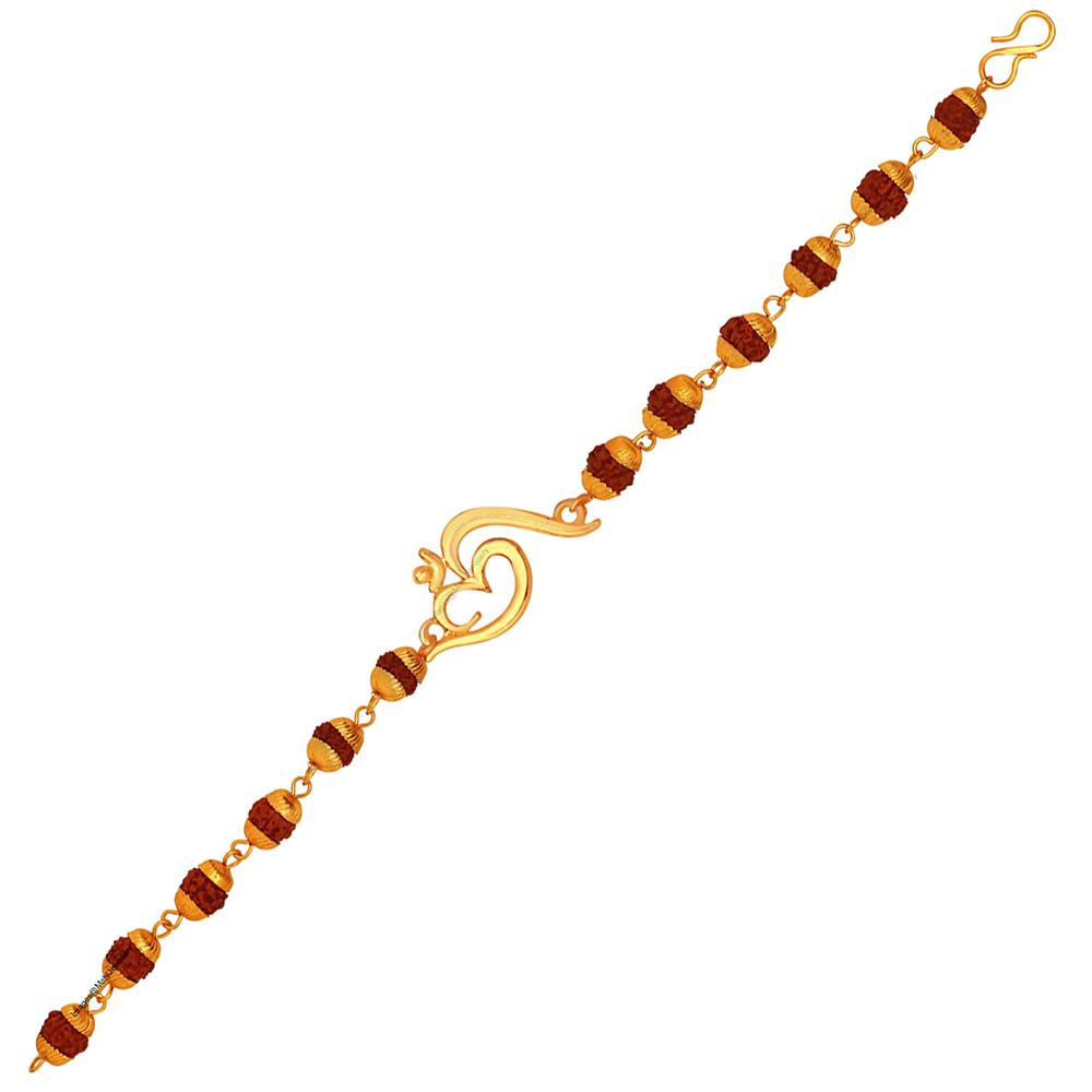 Mahi Gold Plated Divine Om Rudraksha Religious Bracelet for Men (BR1100420G)