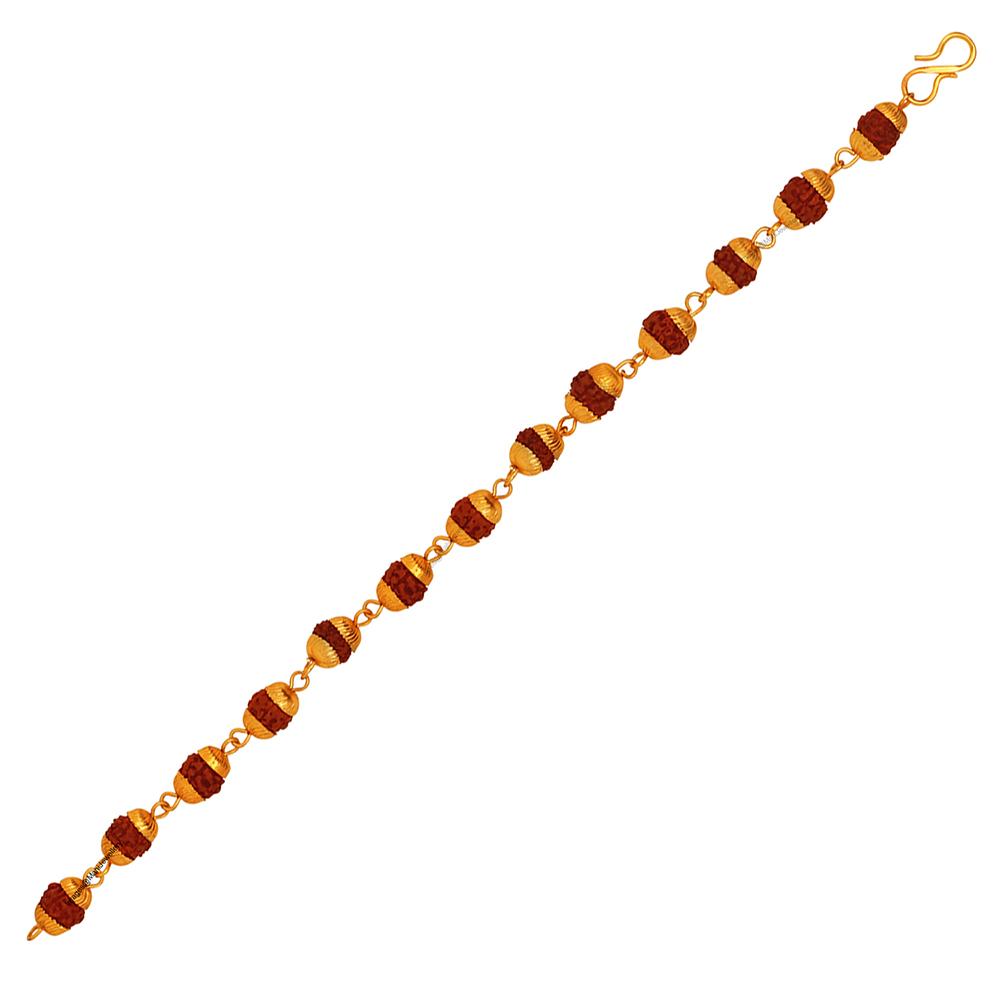 Mahi Rudraksha Bracelet with Golden Cap for Men and Women (BR1100421G)