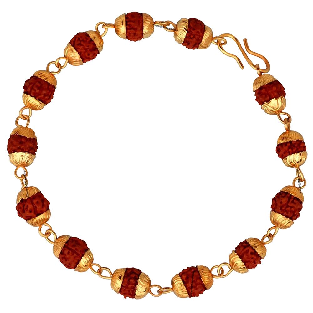 Brass Brown Gold Plated Beaded Rudraksha Bracelet for Men and Women at Rs  140/piece in Nagpur