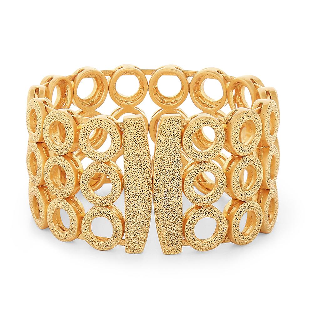 Mahi Aureole Kada Cuff Bracelet with White Crystals for Women (BR1100445G)