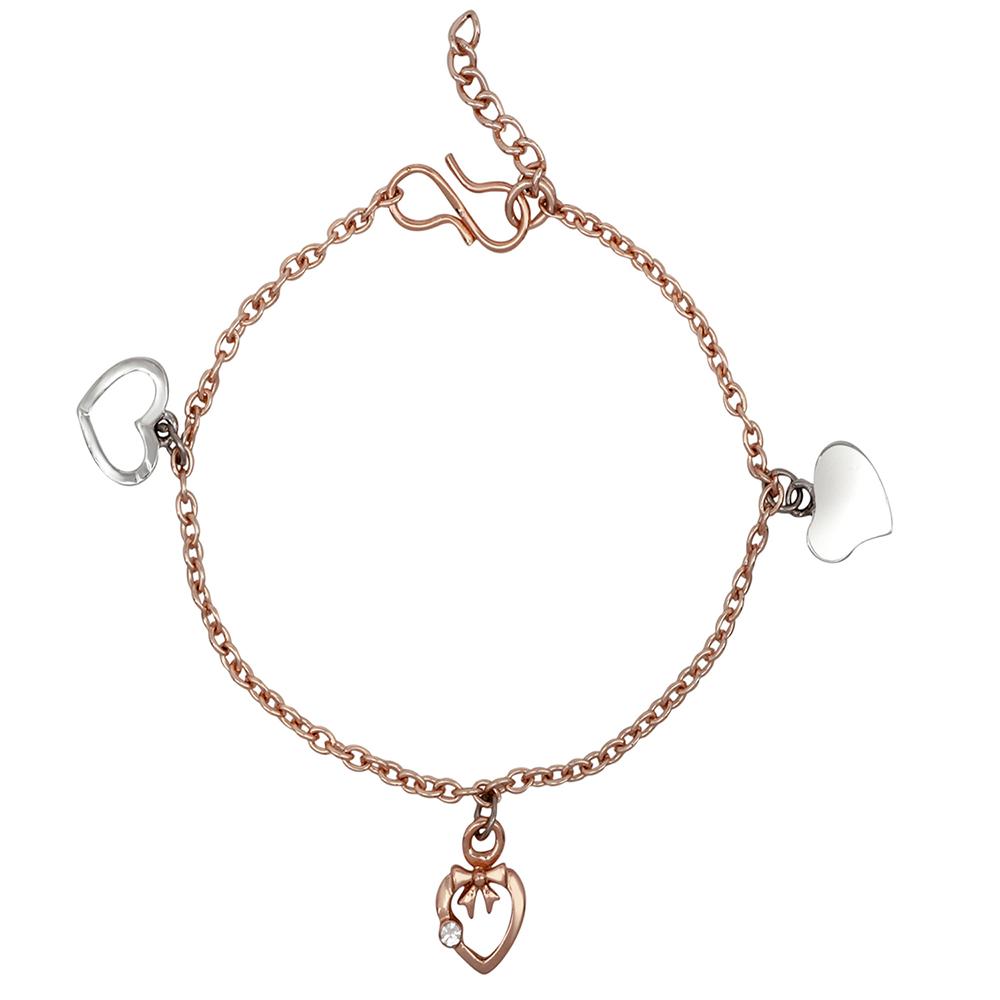 Mahi Latest Design Stylish Fashionable Triple Heart Charm Bracelet  for Women and Girls (BR1100446M)