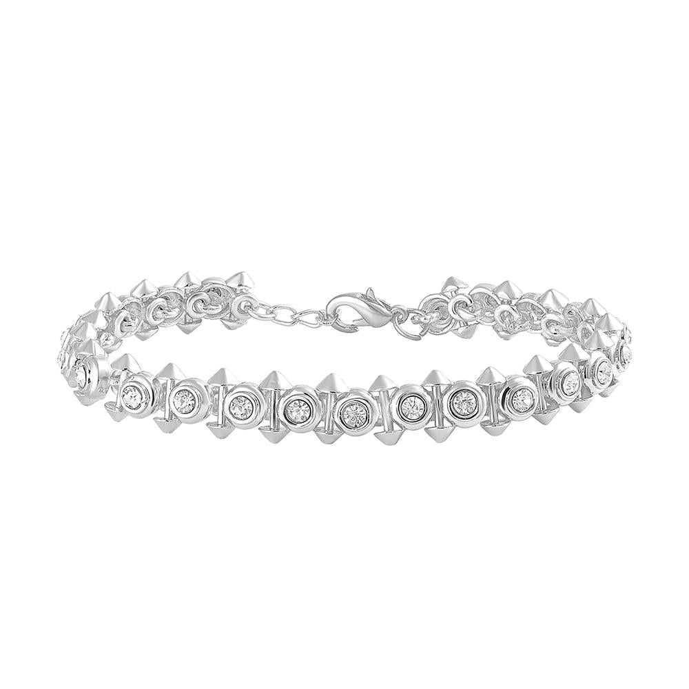 Mahi Dual Side Spikes Ethereal Solitaire Crystal Adjustable Bracelet for Women (BR1100450RWhi)