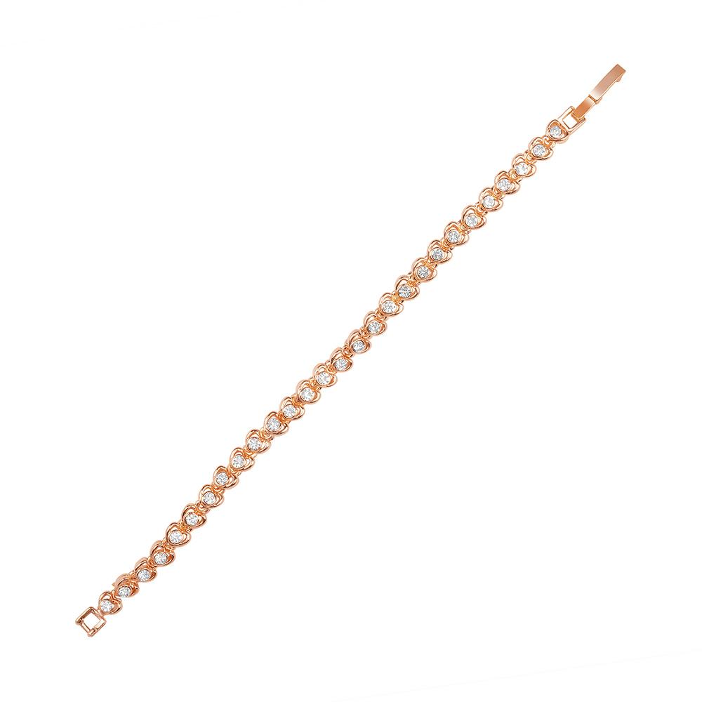 Mahi Rose Gold Plated Tiny Heart White Crystals Bracelet for Women (BR1100453ZWhi)