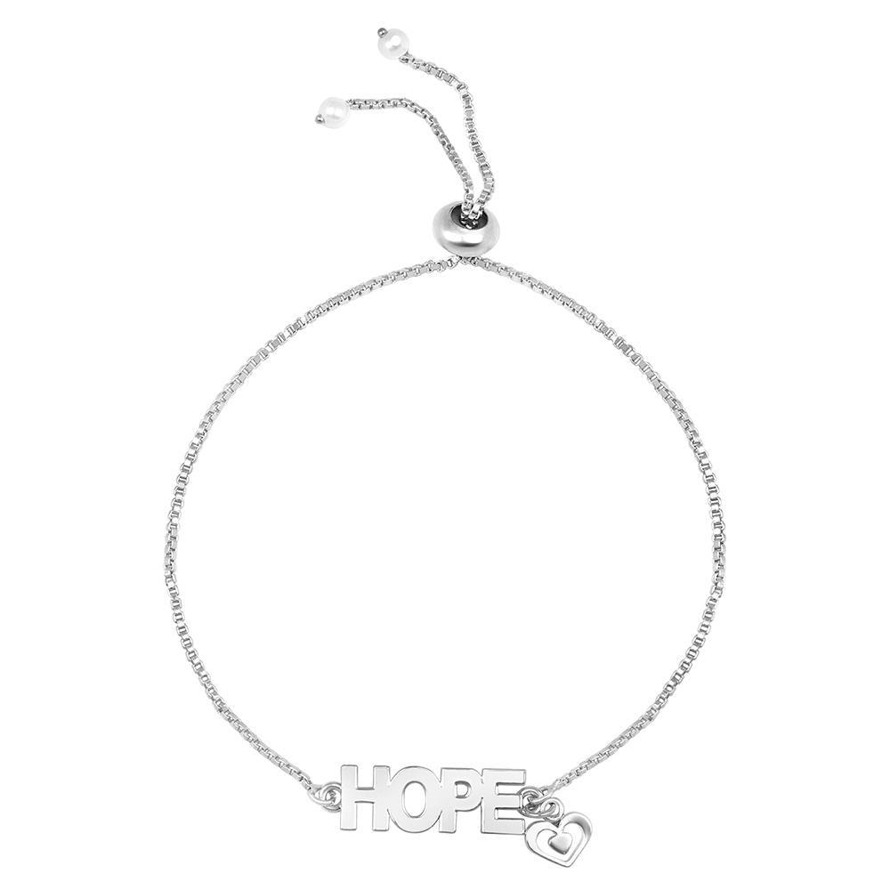 Mahi Inspirational Word Hope and Heart Adjustable Bracelet for Women (BR1100456R)