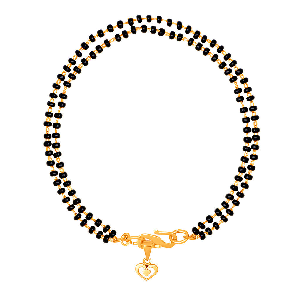 Mahi Dual Chain Heart Charm Mangalsutra Bracelet with Beads for Women (BR1100494G)