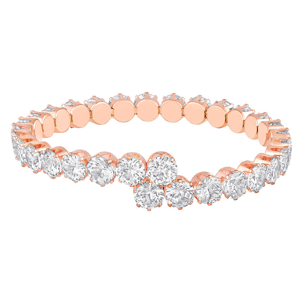 Mahi Rose Gold Plated Eterl Love Delightful Kada Bracelet with White Cubic Zirconia for women (BR1101015ZWhi)