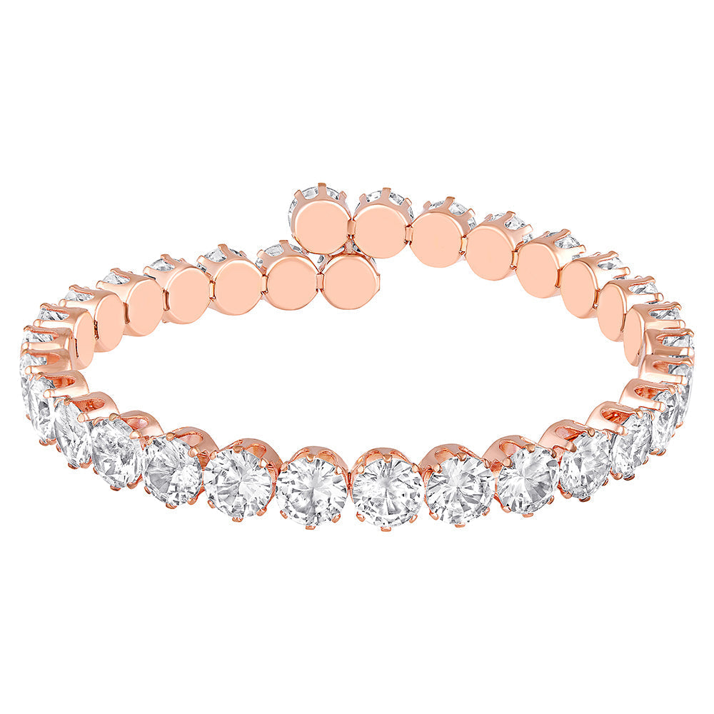 Mahi Rose Gold Plated Eterl Love Delightful Kada Bracelet with White Cubic Zirconia for women (BR1101015ZWhi)