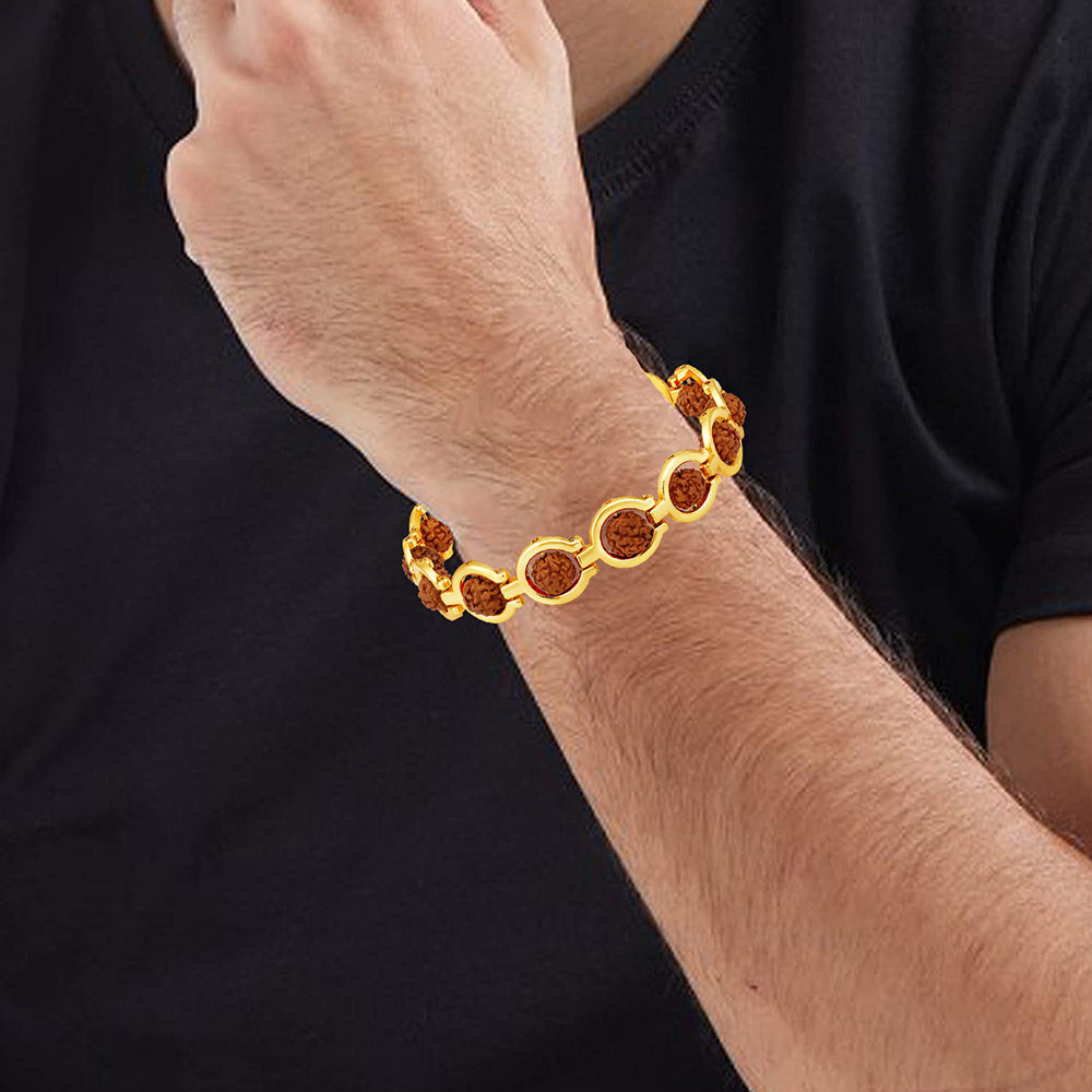 1 Gram Gold Plated Om Extraordinary Design Rudraksha Bracelet for Men -  Style C866 – Soni Fashion®