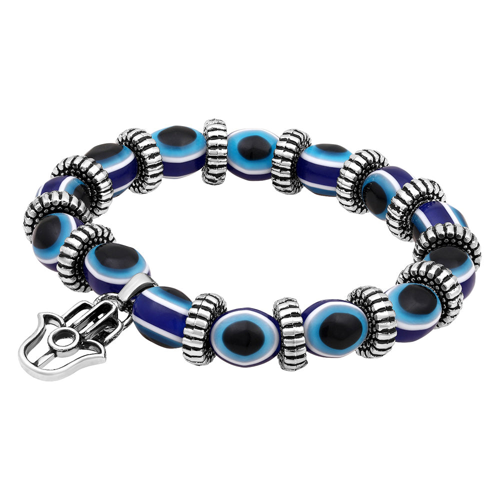 Mahi Evil Eye & Hamsa Charm Multi Style Unisex Strechable Bracelet