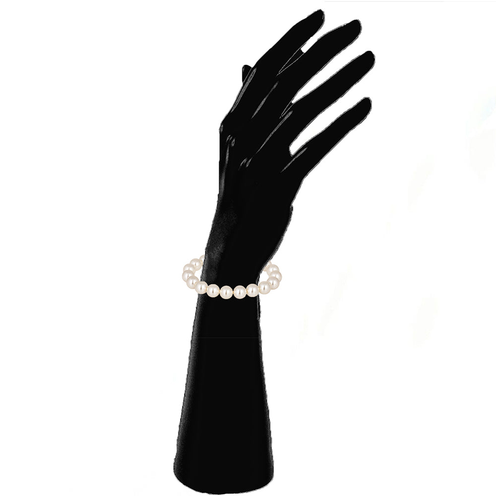 Mahi Rhodium Plated Adjustable Bracelet Made with White Swarovski Pearls for Women (BR1104601RWhi)