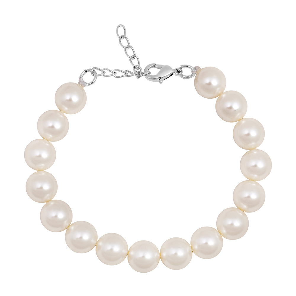 Treasure Pearl Bracelet, White, Rhodium plated 5572683 - Jeffrey Jewelry