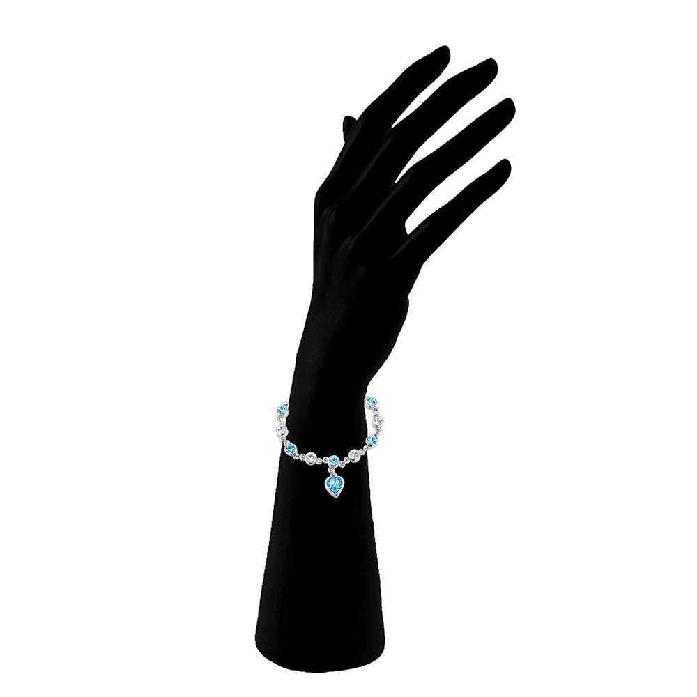 Mahi Valantines Gift Blue Heart Crystal Bracelet