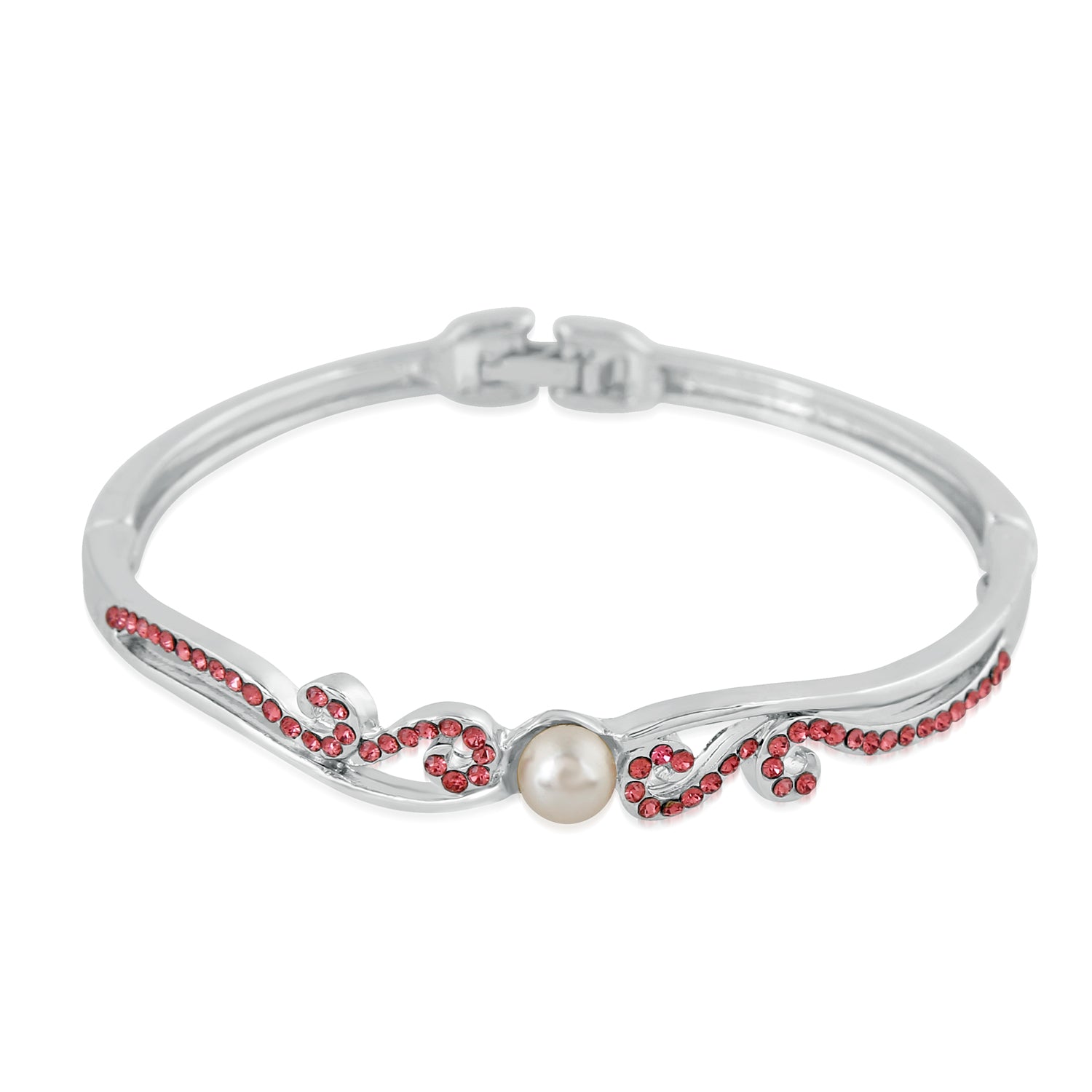 Mahi Rhodium Plated Exquisite Designer Crystal Bracelet for girls and women