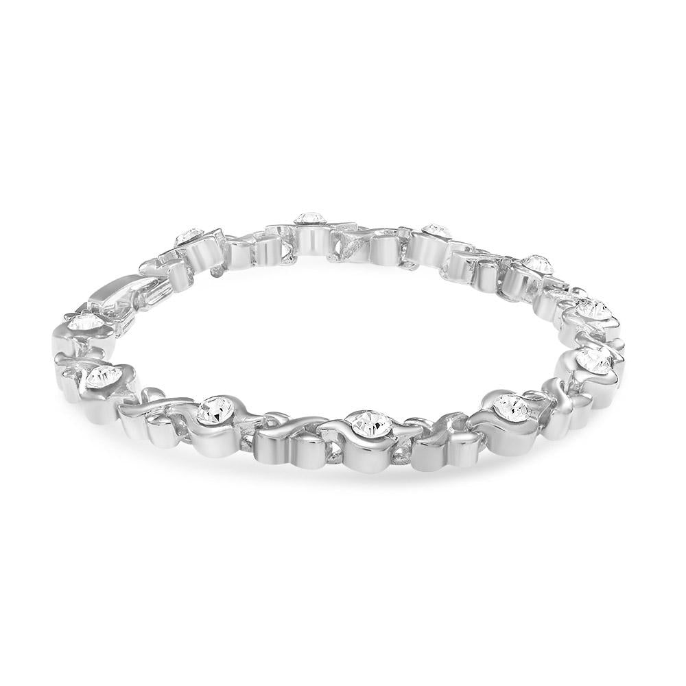 Mahi White Rhodium Plated Crystal Bracelet For Women
