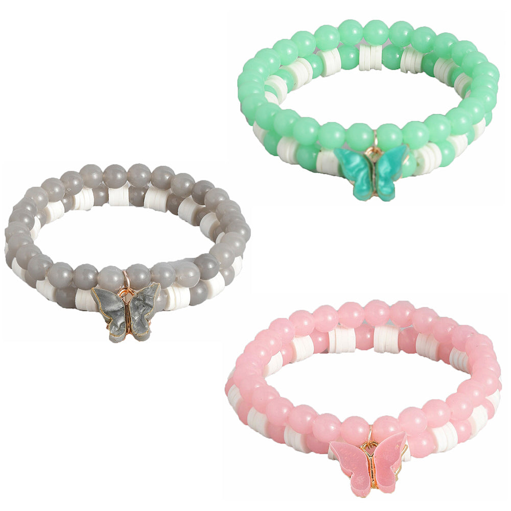 Kord Store Valentine Gift Colorful Beads Charm Stretchable Bracelet combo For Men/Women/Boys/Girls
