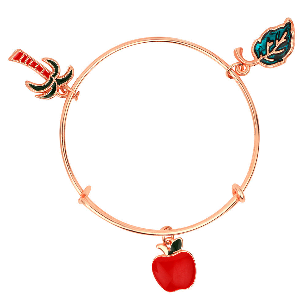 Mahi Leaf, Coconut Tree & Apple Shaped Rose Gold Plated Charm Bracelets for Kids (BRK1100832Z)