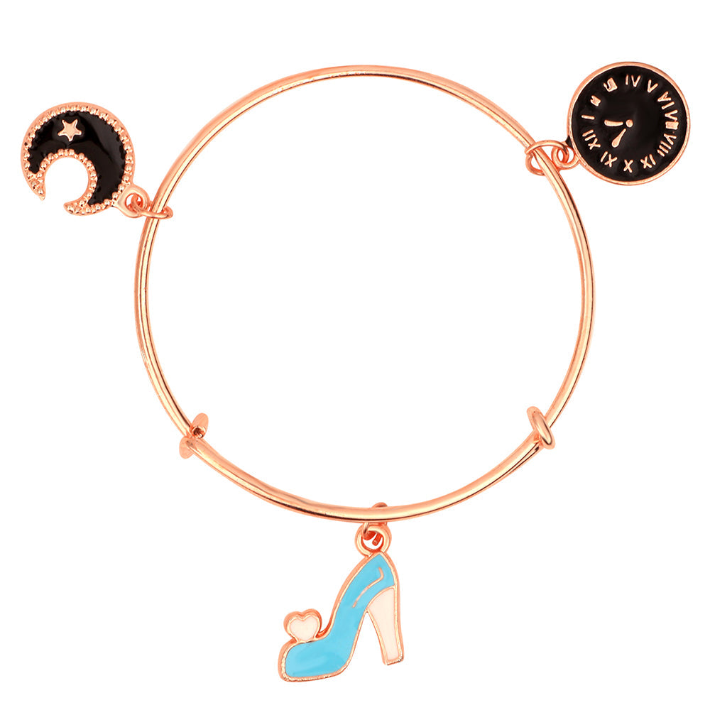 Mahi Moon Sandal & Watch Shaped Rose Gold Plated Charm Bracelet for Girls(BRK1100836Z)