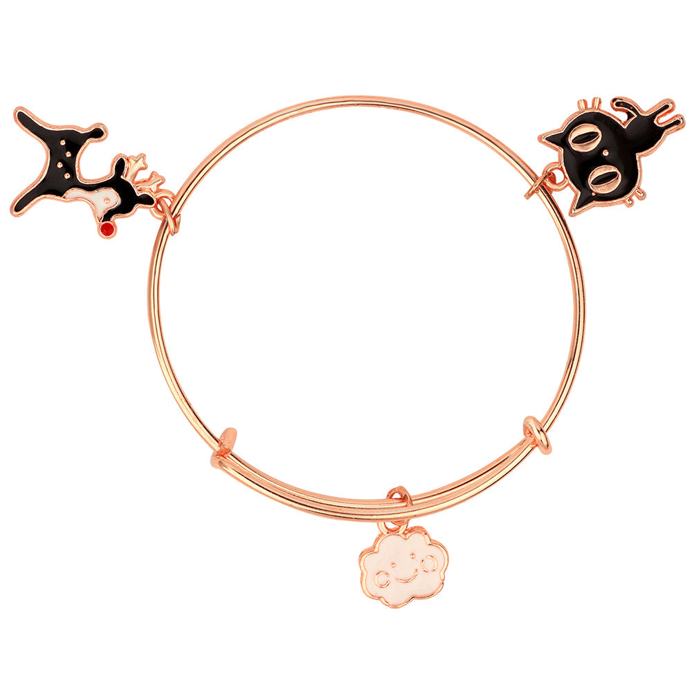 Mahi Cat, Dog & Cloud Shapde Rose Gold Plated Enamel Work Charms Bracelet for Girls (BRK1100849Z)