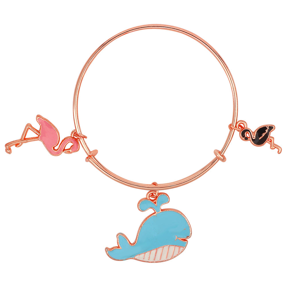 Mahi Swan, Duck & Fish Shaped Enamel Work Charm Bracelet with Rose Gold Plated for Kids (BRK1100872Z)