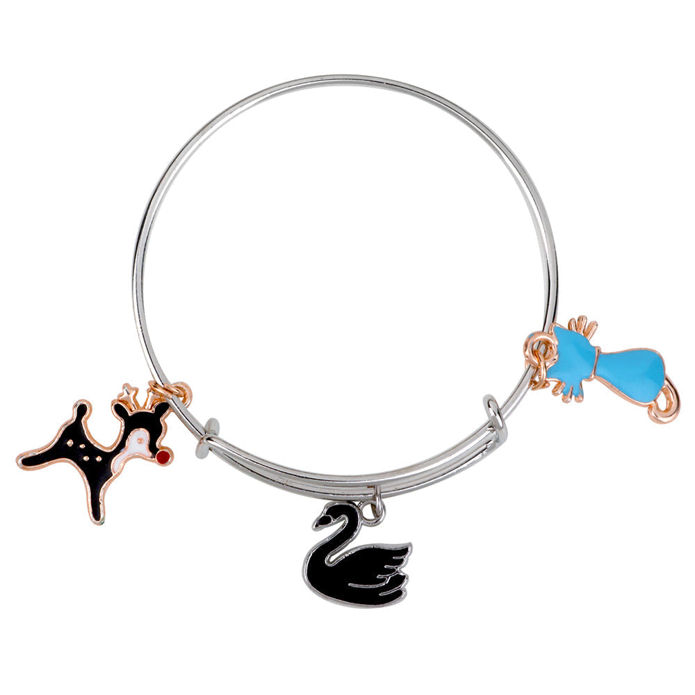 Mahi Dog Duck & Cat Shaped Enamel Work Charms Kids Bracelets for Girls (BRK1100950M)