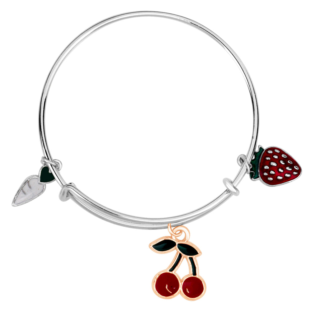 Mahi Strawbery Cherry & Radish Shaped Enamel Work Charms Kids Bracelets for Girls (BRK1100961M)