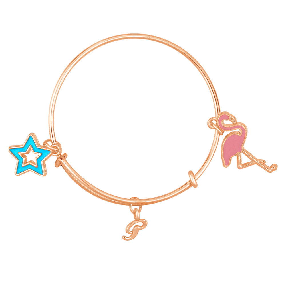 Mahi P Letter Star & Swarn Shaped Rose Gold Plated Enamel Work Charms Kids Bracelets for Kids (BRK1100981Z)