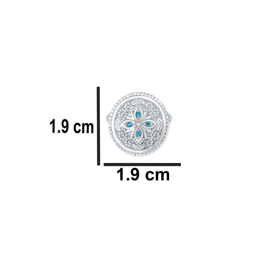 Mahi Solitaire Blue Crystal Silver Plated Floral Cufflink for Mens and Boys (CL1100542RBlu)