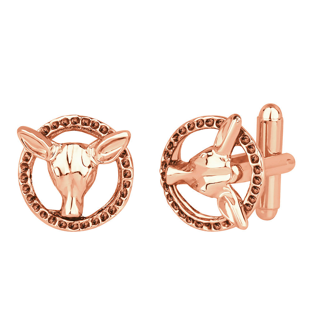 Mahi Rosegold Plated Deer Face Shaped Cufflink for Men and Boys (CL1100544Z)