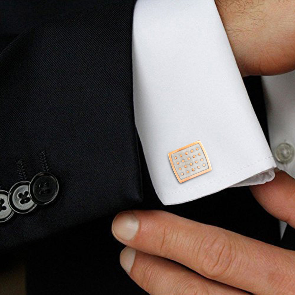 Mahi Rose Gold Plated Square Dotted Cufflinks