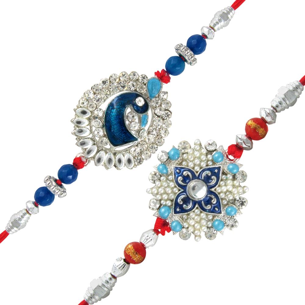Mahi Combo of Fascinating Two Rakhis with Pearls for Dearest Brothers (Bracelet) CO1104267R