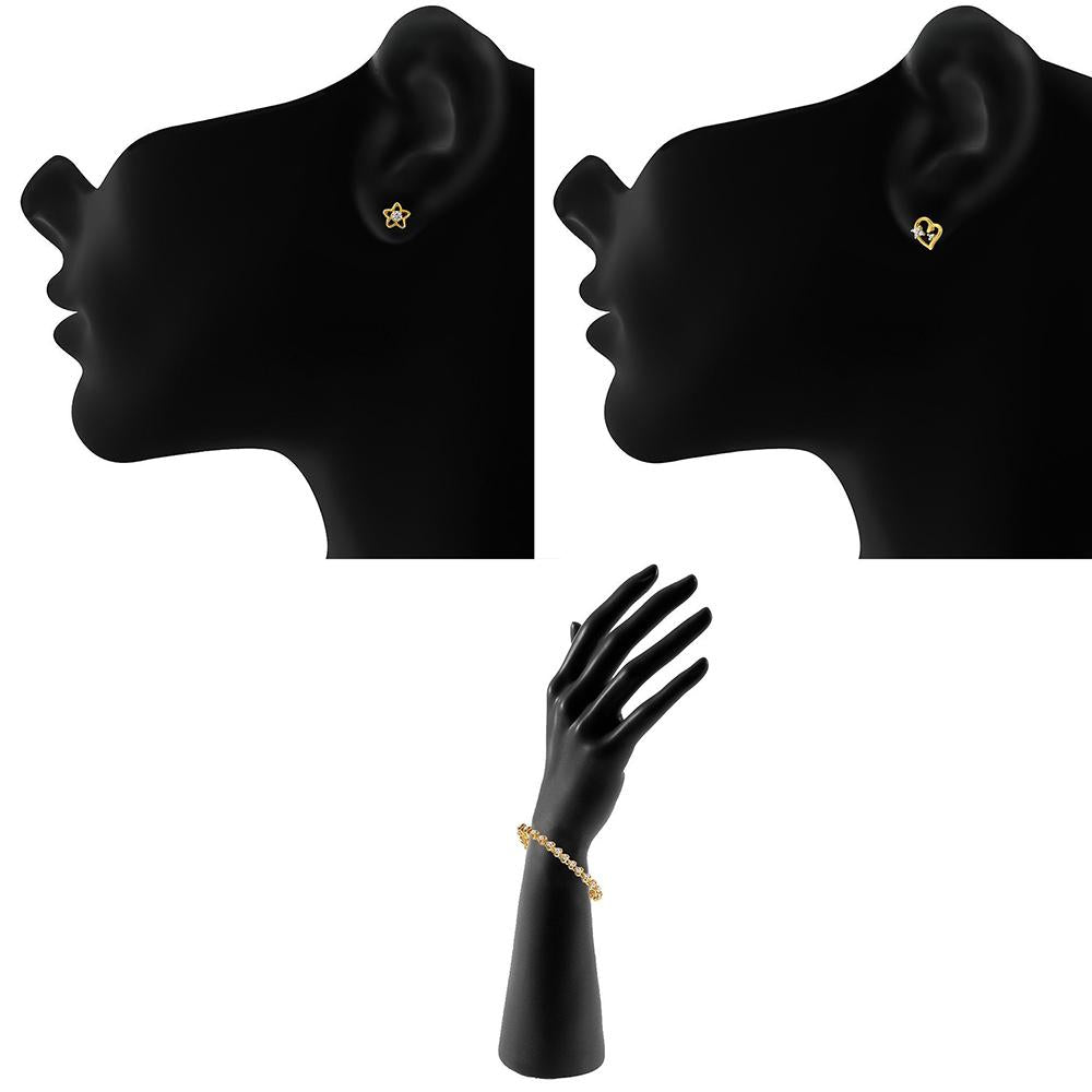 Mahi Combo of Glory gold plated two pair of earring & bracelet for Women