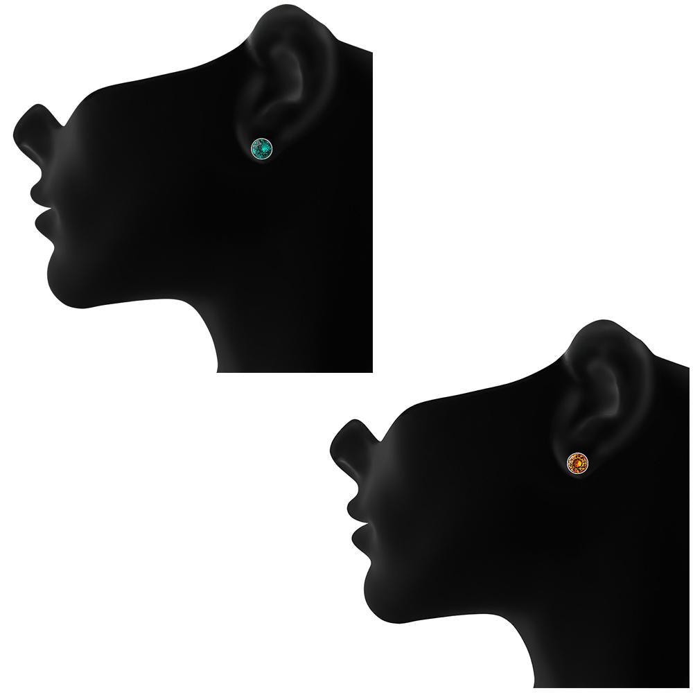 Mahi 6 mm Swarovski Elements Multi-colour Four Studs Combo Earrings for Women