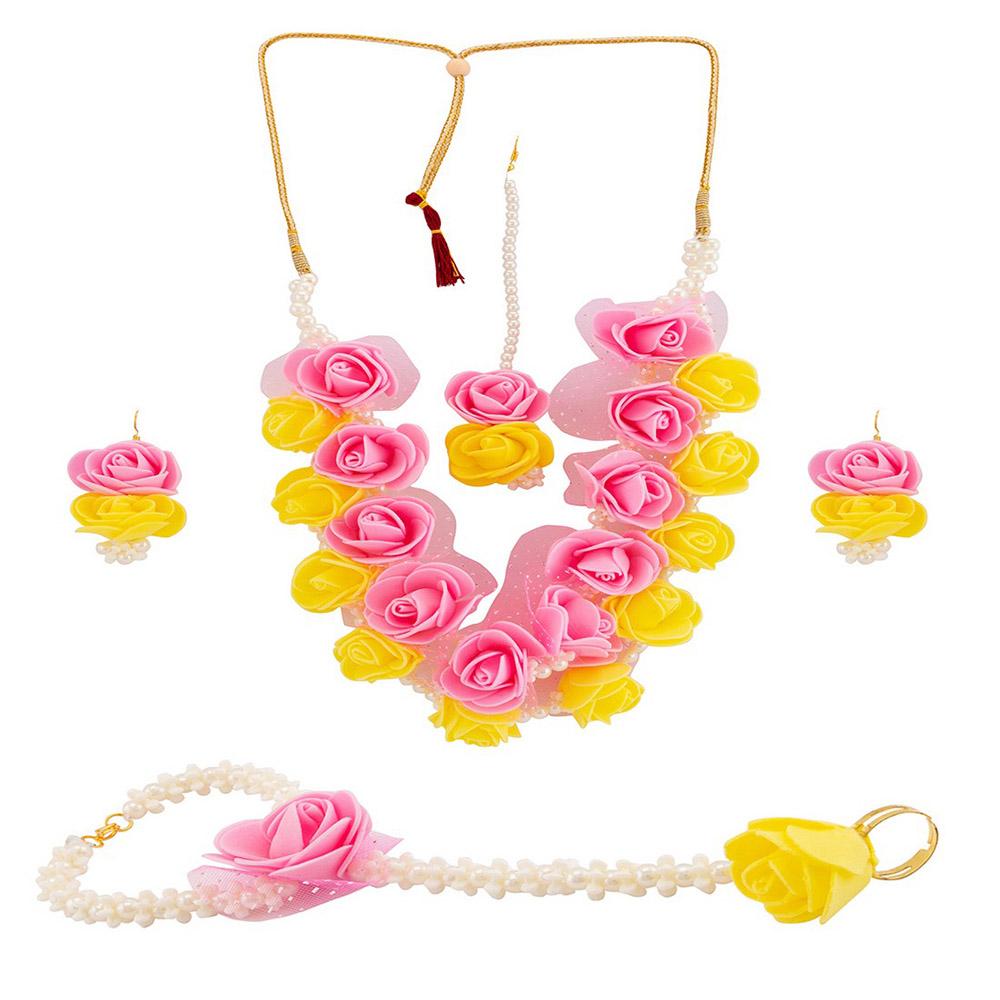 Mahi Floral Necklace Set With Beads