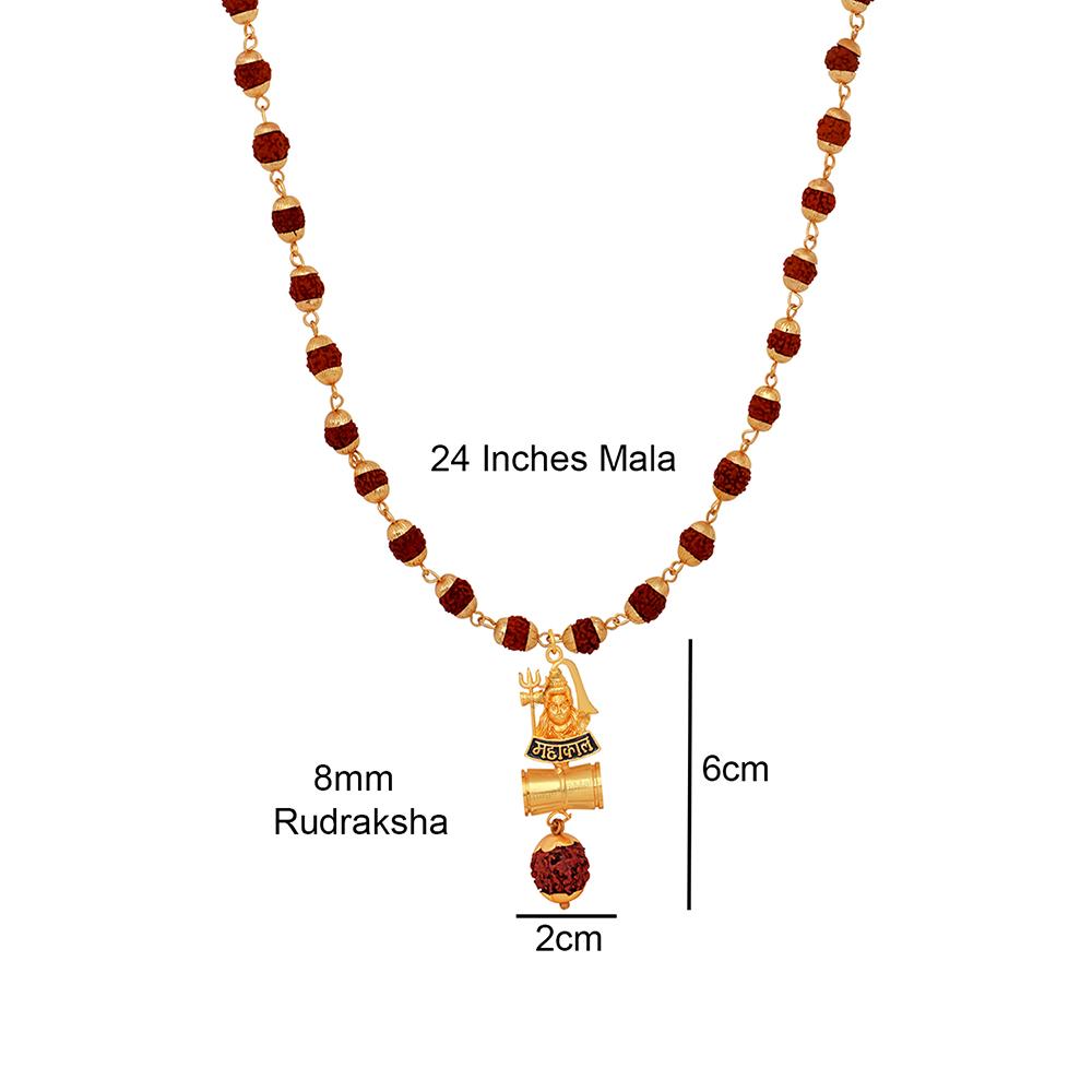 Mahi Combo of Mahadev Bracelet and Mahakal Shiva Damru Pendant with 24 Inch Rudrakshaa Mala for Men (CO1105145G)