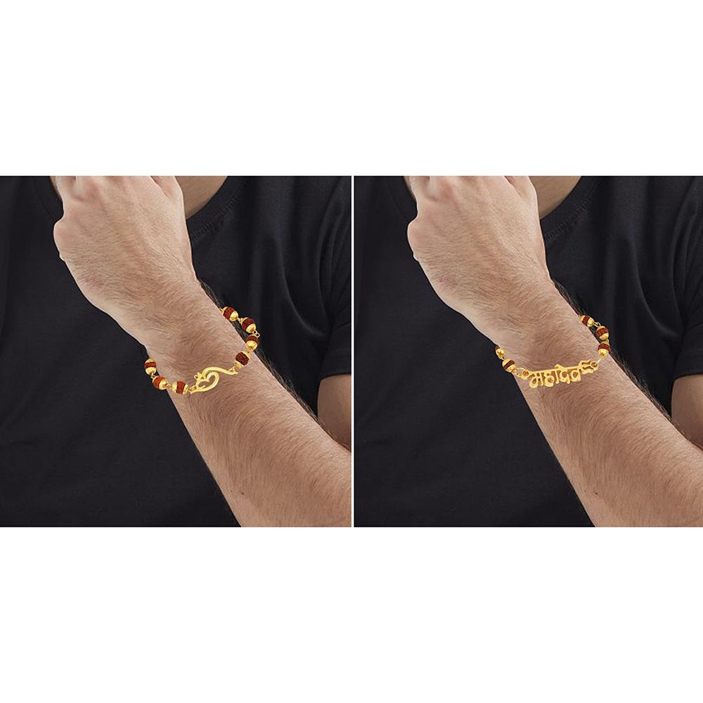 Buy Damru Trishul Rudraksha Gold Plated Mahadev Bracelet for Men ( Gold  color) Online In India At Discounted Prices