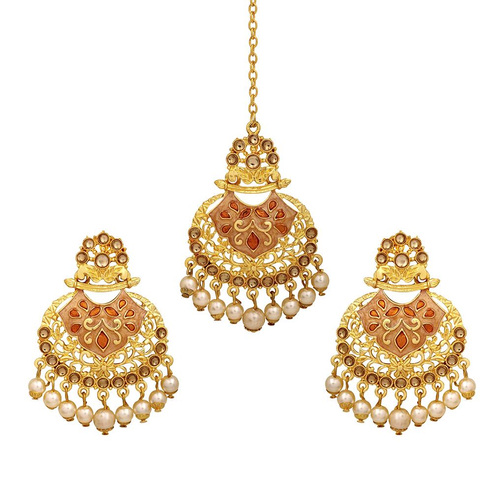 Large silver Jhumki Tikka set with American Diamond Indian Jhumka Jhum –  Indian Designs