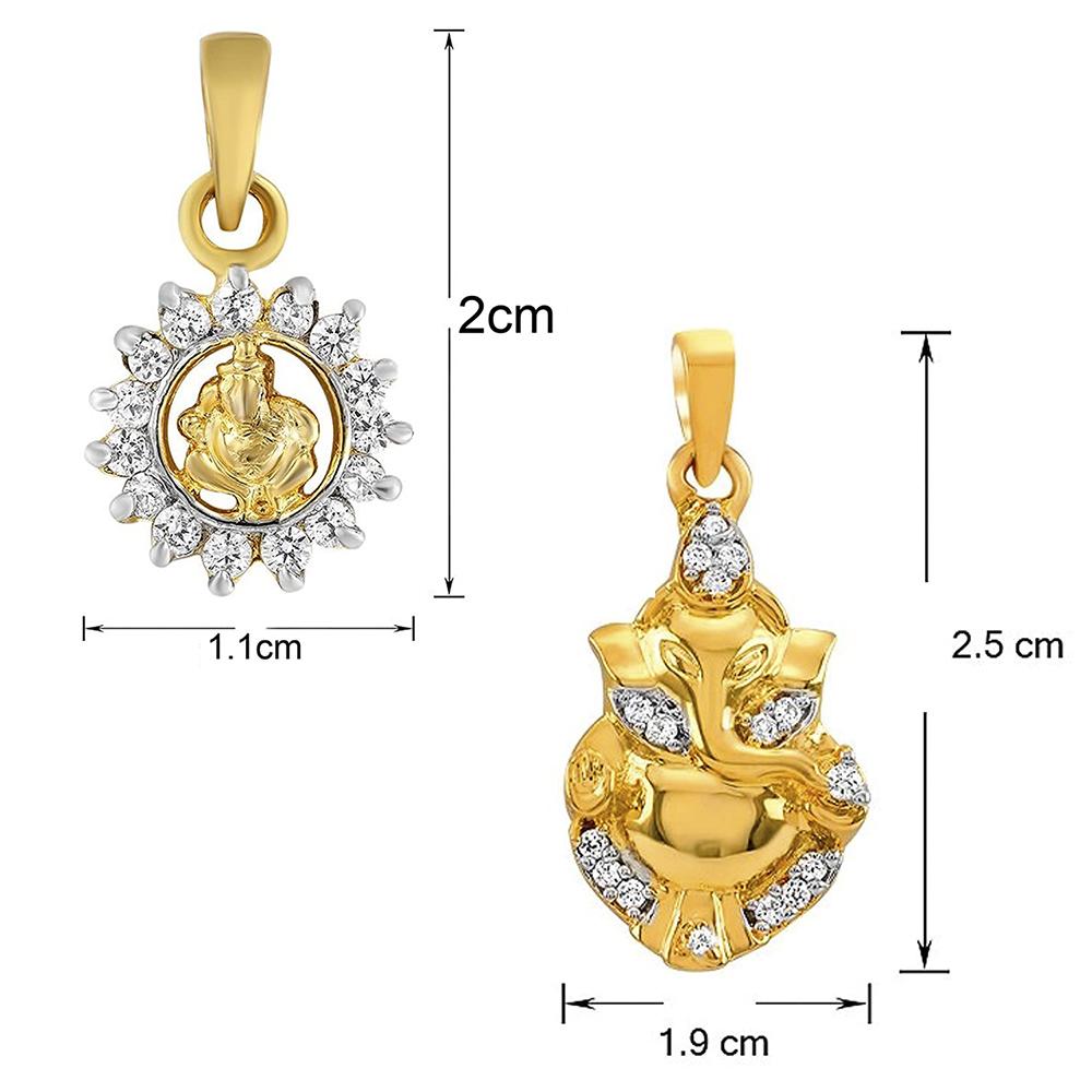 Mahi Combo of Vignaharta Ganeshji Pendant with White Crystals for Men and Women (CO1105212G)