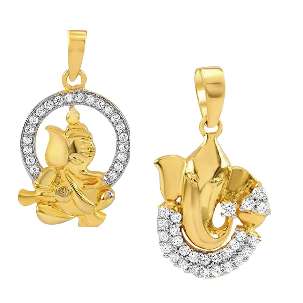 Mahi Combo of Siddhidhata Ganesha Pendant with White Crystals for Men and Women (CO1105213G)