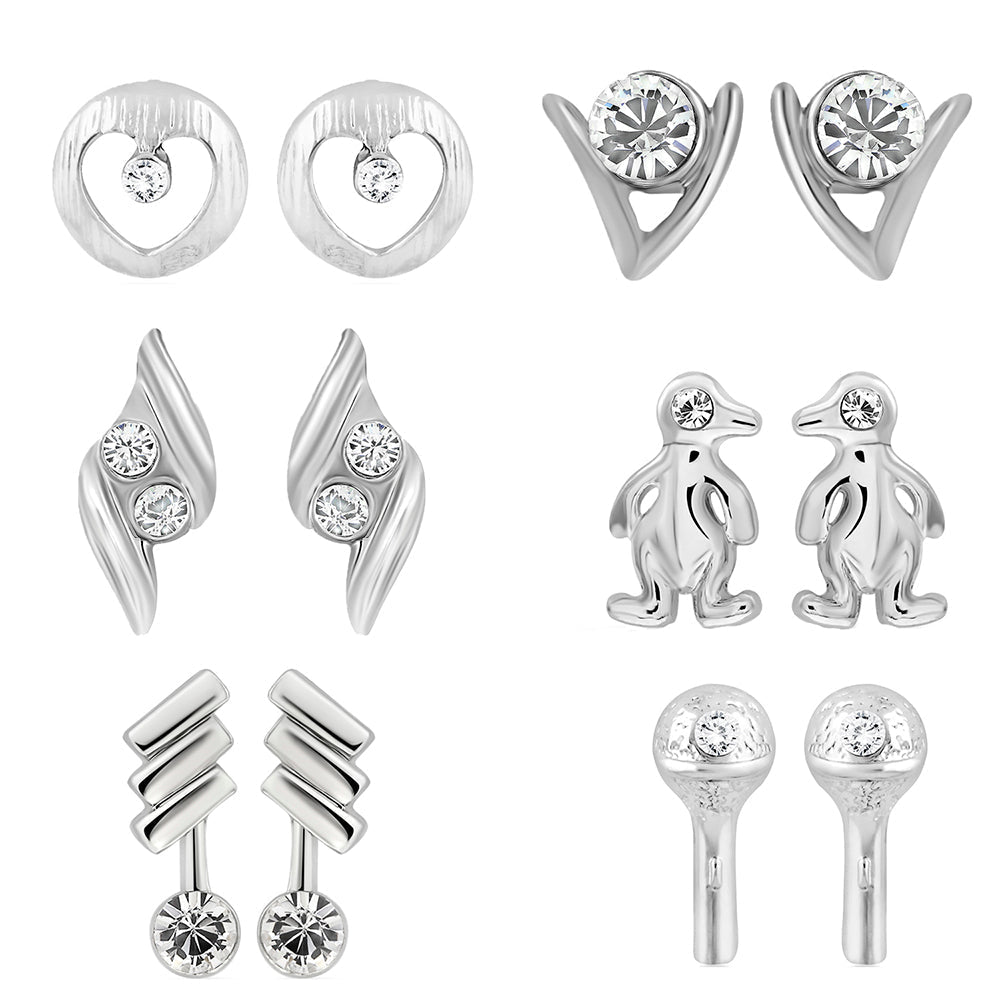Mahi Combo of 6  Small Baby Size Stud Earrings for Women and Girls CO1105264R