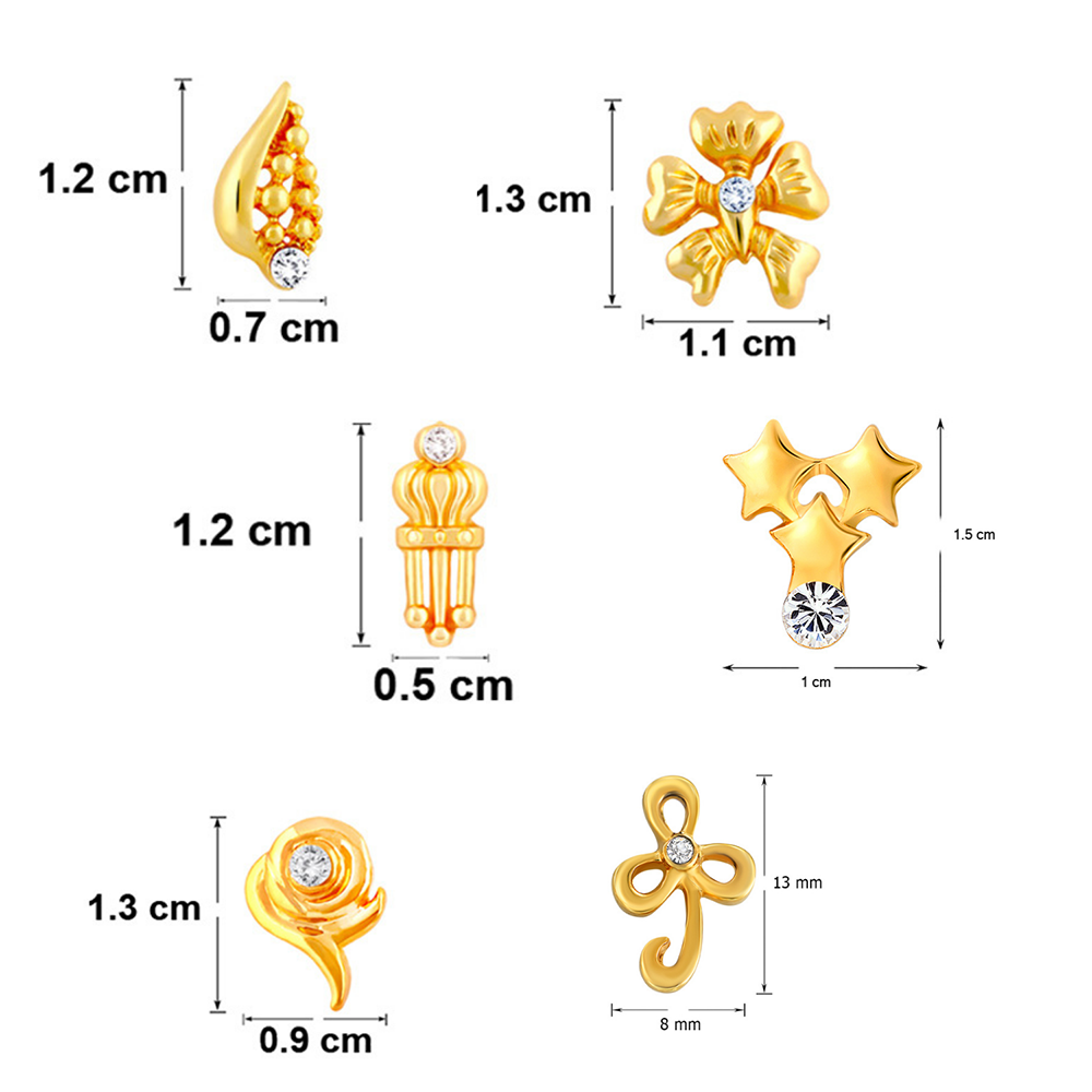 Mahi Combo of 6  Small Baby Size Stud Earrings with Crystal for Women and Girls CO1105265G