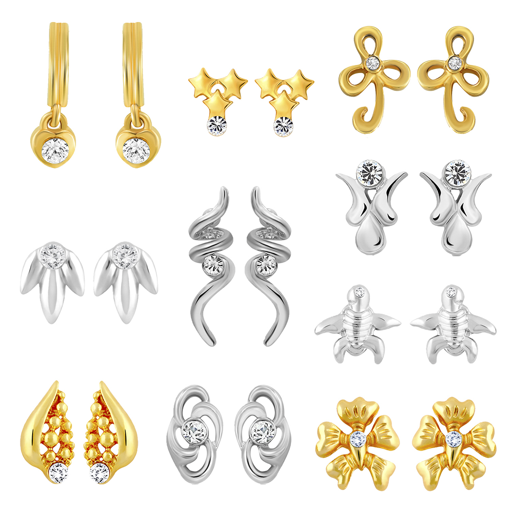 Mahi Combo of 10 Small Stud Earrings for Girls and Women CO1105272M