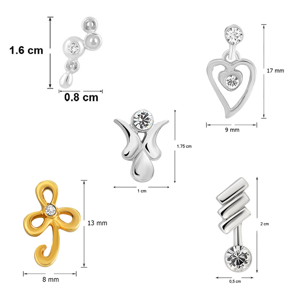 Mahi Combo of 10 Samll Crystal Stud Earrings for girls and women CO1105273M