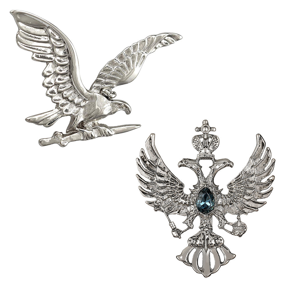 Mahi Combo of Flying Eagle Shaped Wedding Brooch / Lapel Pin with Blue Crystals for Men (CO1105456R)